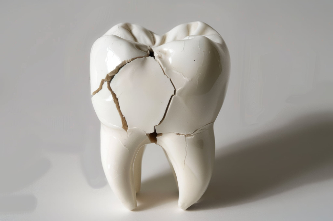 セラミックの歯が割れたイメージ