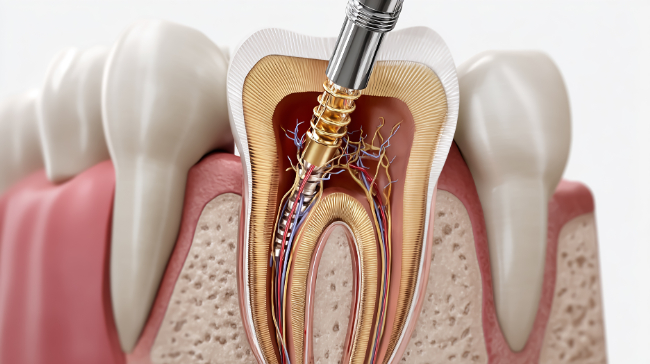 根管治療中の歯の様子