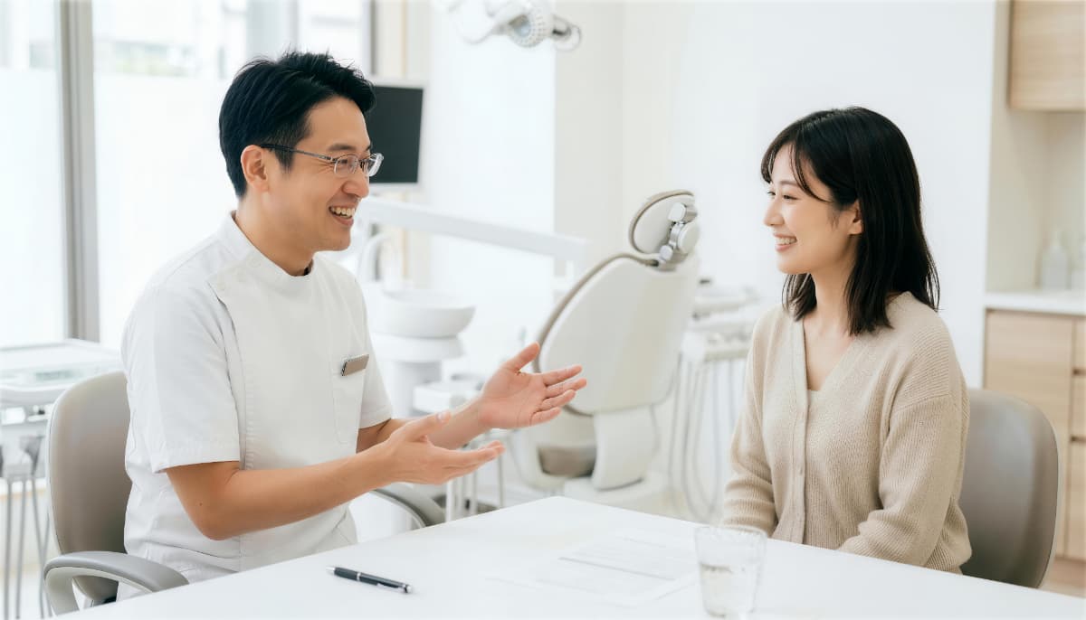 複数の矯正歯科で相談をする女性