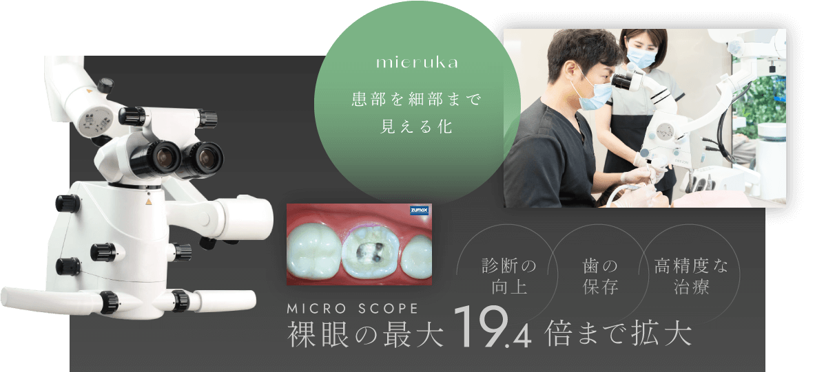 患部を細部まで見える化／裸眼の最大19.4倍まで拡大 診断の向上・歯の保存・高精度な治療